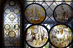 New York Cloisters 33 010 Glass Gallery - Roundel Window, Turkish Soldier and Wild Man, Justice, Descent of the Damned